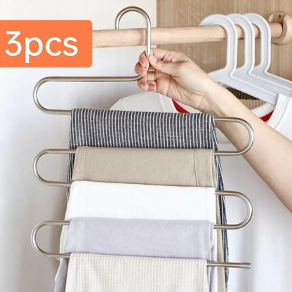 3pcs Clothes Pants Trouser Hanger Multi Layer Storage Closet Space Saver Organizer