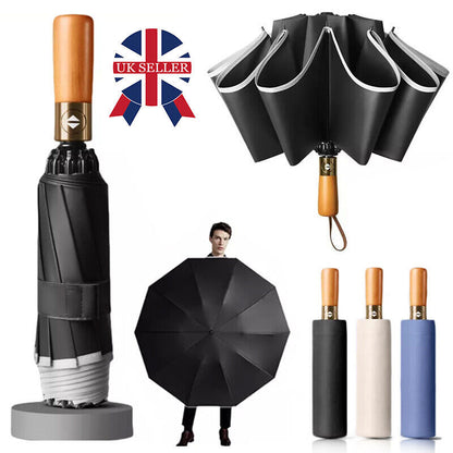 Portable Strong Frame Umbrella Windproof Automatic Open Folding Compact 20Rods