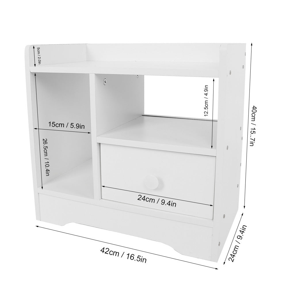 Bedroom Bedside Table Night Stand Cabinet With Drawer Home Storage Organizer White