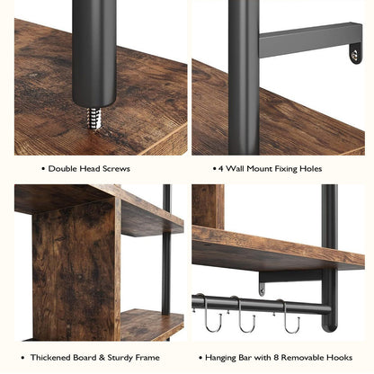 3 Tier Floating Shelves Metal Brackets Wall Mounted Shelf Over Toilet Bathroom