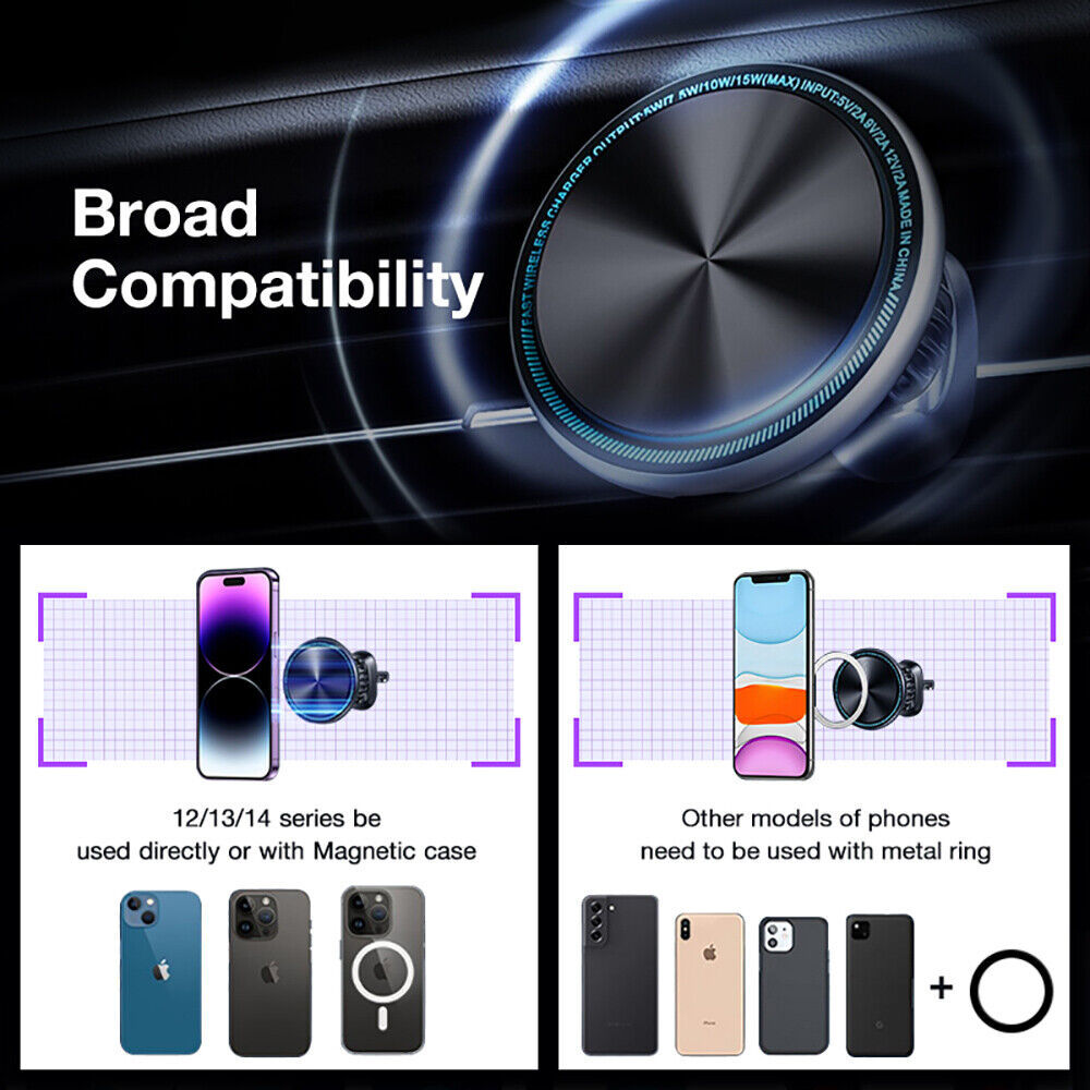 Magnetic Wireless Car Charger Mount Holder Magsafe For15 14 13 12