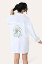 Oversized Long Sleeve Gold Sequin Eye Button Up Shirt