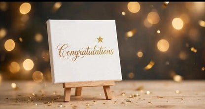 Congratulations Mini Canvas with Wooden Easel – Celebration Gift & Keepsake
