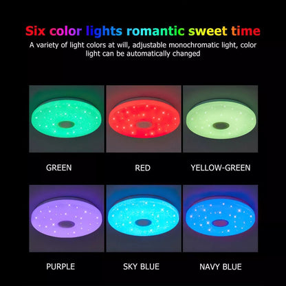 LED RGB Ceiling Light Bluetooth Speaker Music Light Dimming With Remote Control