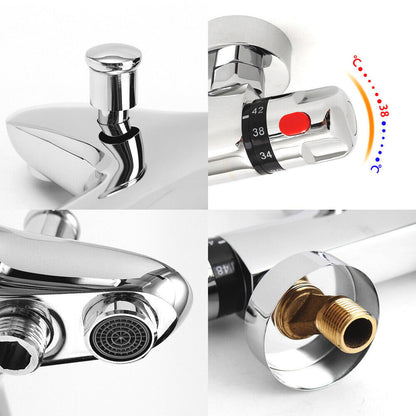 Chrome Bathroom Thermostatic Bath Shower Mixer Taps Deck Mounted Valve Bar Tap