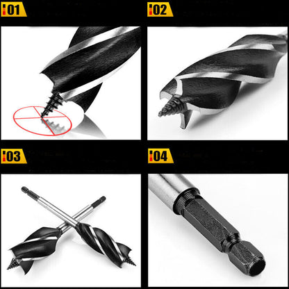11 Pcs High-Carbon Steel Fast Cut Wood Auger Wood Drill Bit Tools Set 10-35MM UK