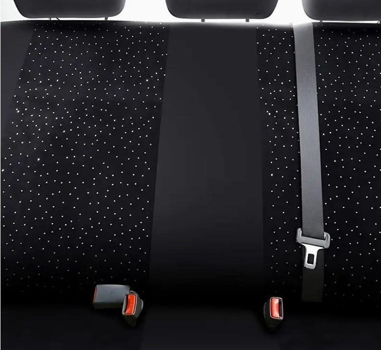 Five-seater Black Rhinestone Car Seat Cover