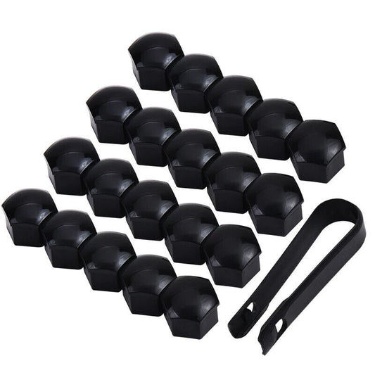 20x 17mm Black Plastic Wheel Nut Bolt Covers Caps Universal For Any Car Locking
