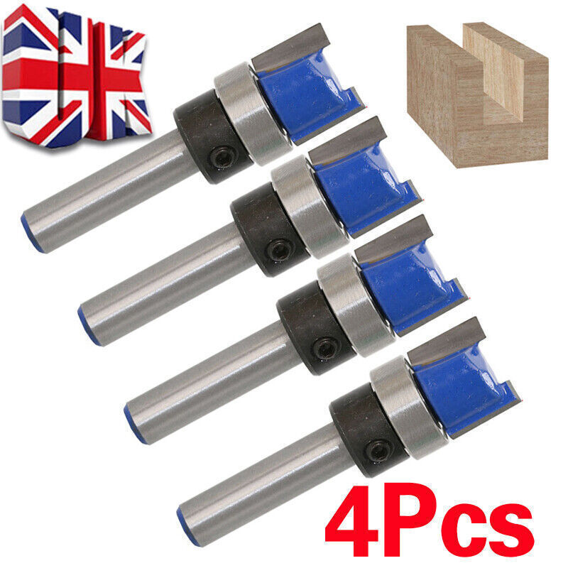 4Pcs Top Bearing Flush Trim Pattern Router Bit 1 -4 Shank Milling Cutter Set