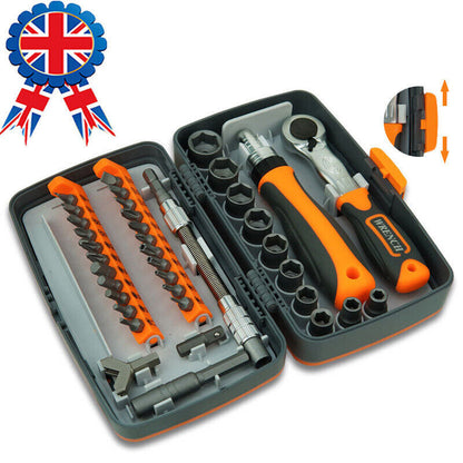 38Pcs Set Rachet Screwdriver Bit Set Socket Slotted Phillips Pozi Torx Hex Tool
