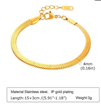 Gold Plated Stainless Steel Link Bracelet for Women, Waterproof Stackable Chain Bracelet, Trendy Fashion Jewelry Gift for Her