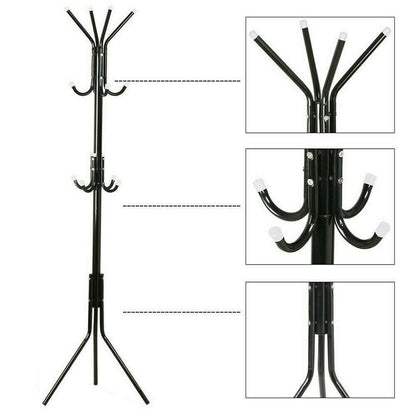 Coat Stand Coat  Hat   Jacket  Umbrella Floor Standing Rack Clothes Hanger Hooks UK