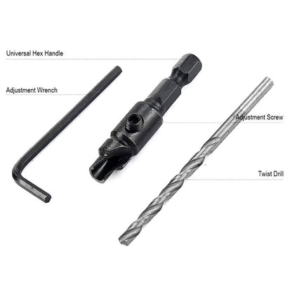 6PCS HSS Countersink Drill Bit Set Hex Shank Woodworking Pilot Screw Holes