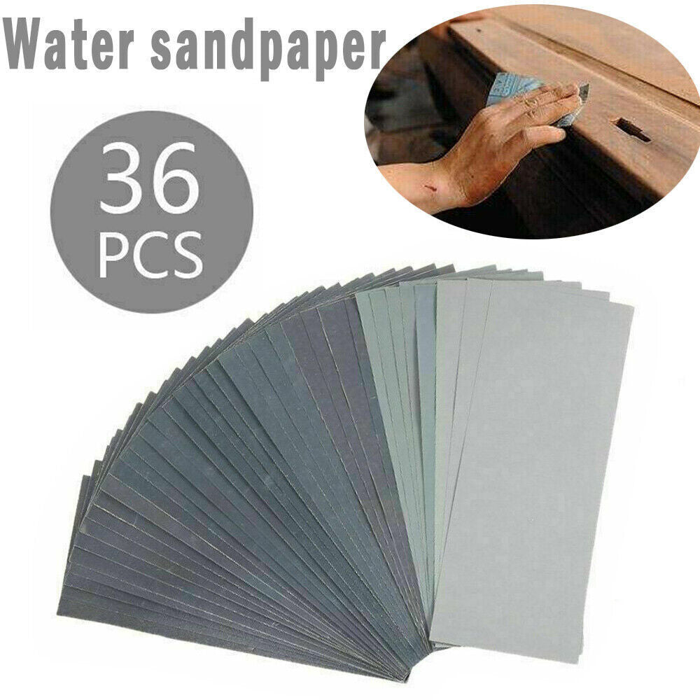36Pcs Wet And Dry Sand Paper Mixed Assorted Grit 400-3000 Car Paint Sandpaper