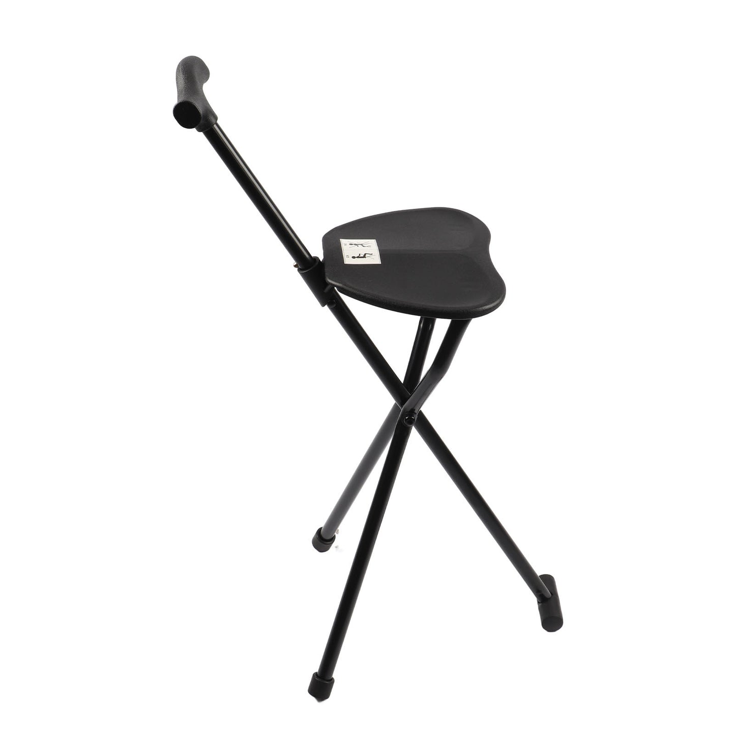 Foldable Crutch With Seat 3 Legs Handle Cane Walking Stick Unisex For Elderly