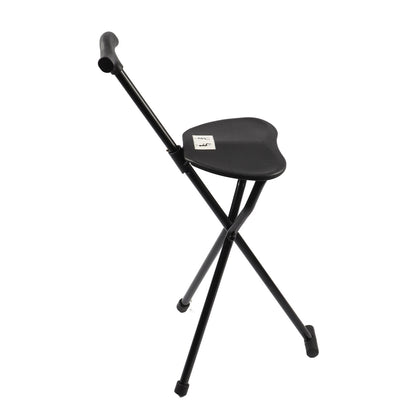 Foldable Crutch With Seat 3 Legs Handle Cane Walking Stick Unisex For Elderly