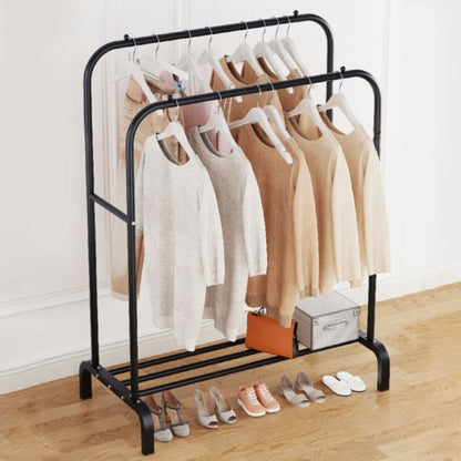 Heavy Duty Double Clothes Rail Hanging Rack Garment Display Stand Shoes Storage