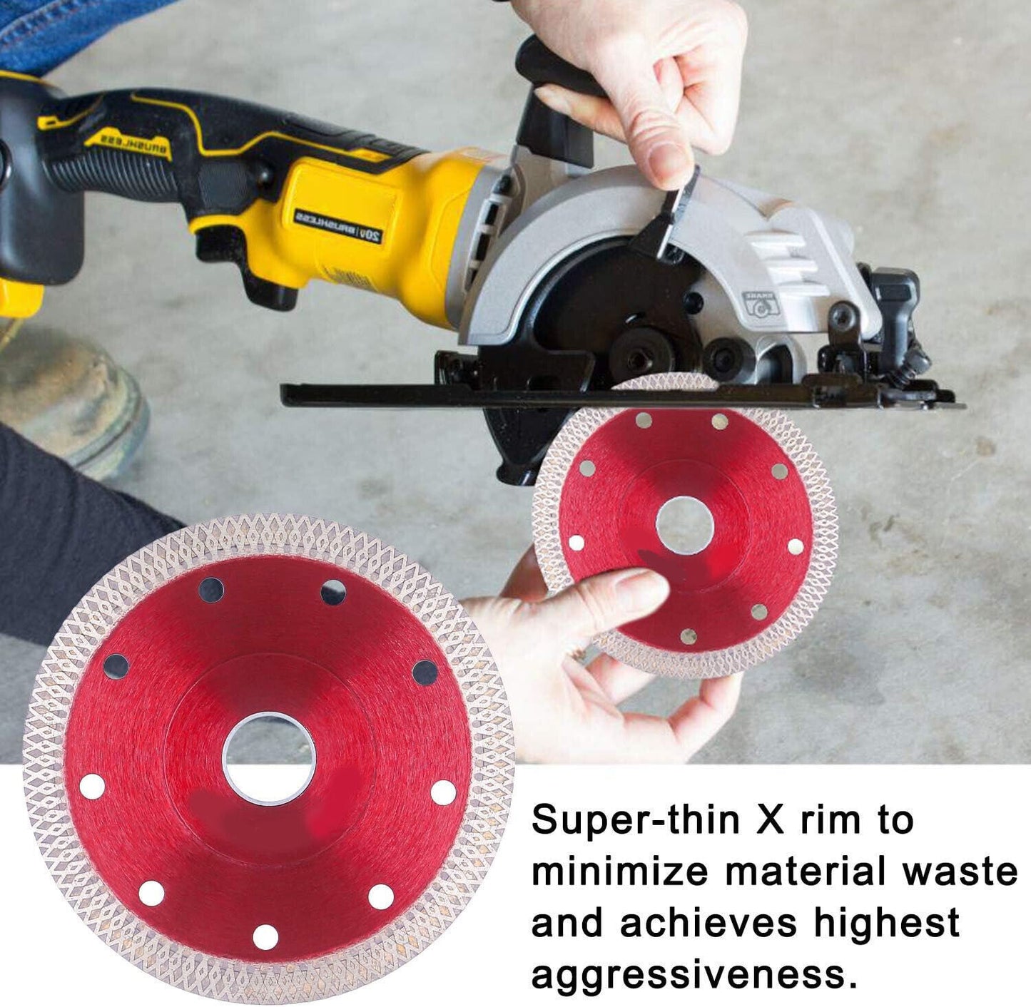 2x 115mm Diamond Cutting Discs 4.5 Angle Grinder Blade Tile Stone Concrete Tool