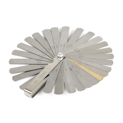 32 Blade Feeler Filler Gauge  Plug Gap Metric Imperial Measuring Brass Tool