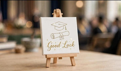 Good Luck Graduation Mini Canvas with Wooden Easel – Exam & Achievement Gift