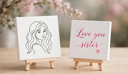 Love You Sister Mini Canvas Set with Wooden Easels – Sister Gift & Keepsake