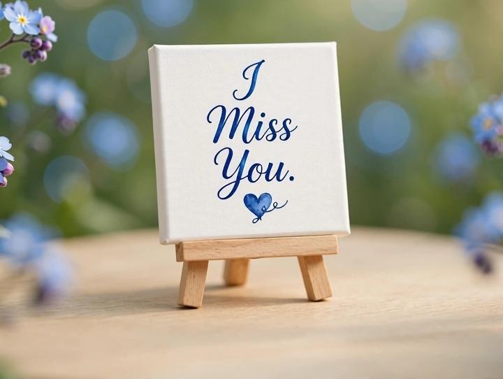 I Miss You Blue Mini Canvas with Wooden Easel – Thoughtful Keepsake Gift