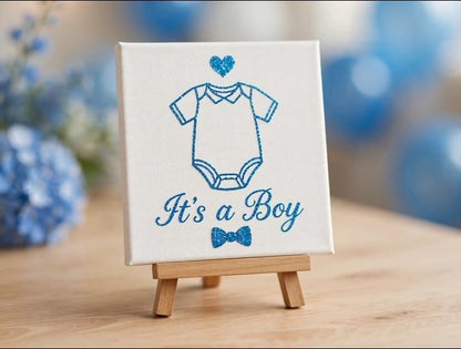It’s a Boy Mini Canvas with Wooden Easel – Baby Shower, New Baby & Nursery Gift