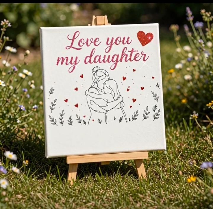 Love You My Daughter Mini Canvas with Wooden Easel – Daughter Gift & Keepsake