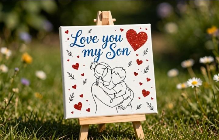 Love You My Son Mini Canvas with Wooden Easel – Son Gift & Keepsake