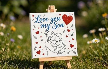 Love You My Son Mini Canvas with Wooden Easel – Son Gift & Keepsake