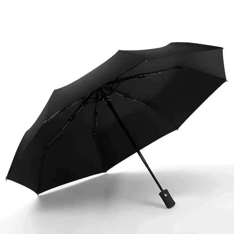 Automatic Folding Umbrella Compact Windproof Travel Umbrella One Touch Open Close 8 Rib Strong Frame Waterproof Rain Umbrella for Men Women Black