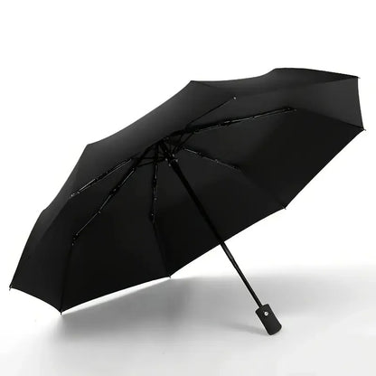 Automatic Folding Umbrella Compact Windproof Travel Umbrella One Touch Open Close 8 Rib Strong Frame Waterproof Rain Umbrella for Men Women Black