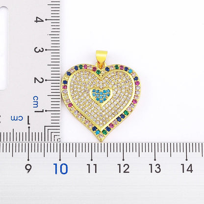 Heart Pendant Necklace for Women Colorful Cubic Zirconia CZ Necklace Gold Plated Romantic Heart Charm Jewelry Adjustable Chain Wedding Party Gift