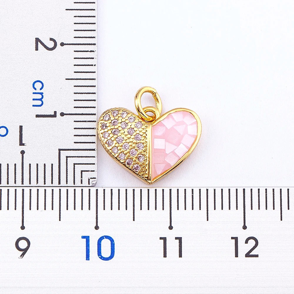 Heart Pendant Necklace for Women Pink Shell Crystal Zircon Gold Plated Romantic Jewelry Adjustable Chain Wedding Gift for Her Elegant Fashion Necklace
