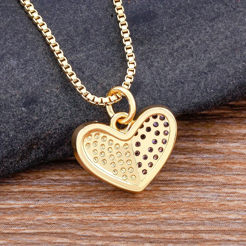 Heart Pendant Necklace for Women Pink Shell Crystal Zircon Gold Plated Romantic Jewelry Adjustable Chain Wedding Gift for Her Elegant Fashion Necklace
