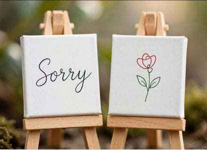 Sorry Mini Canvas Set with Wooden Easels – Apology Gift & Reconciliation Keepsake